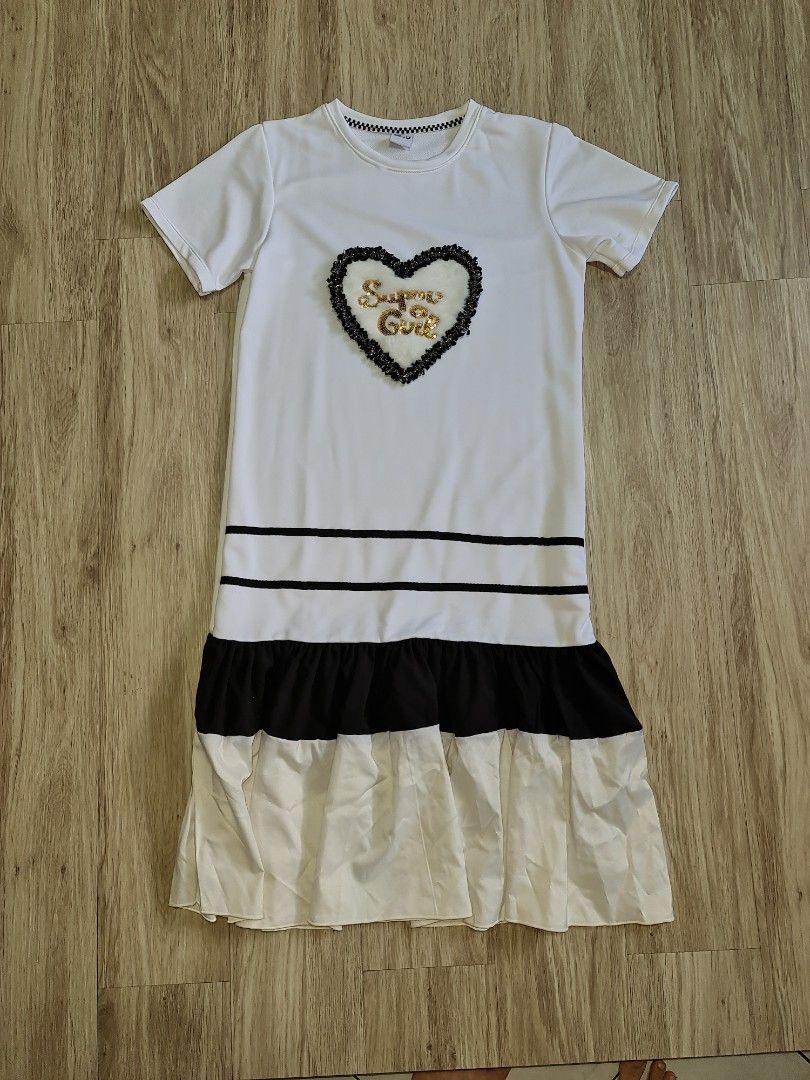 3D Super Girl Furry Heart Tshirt Dress Women s Fashion Dresses