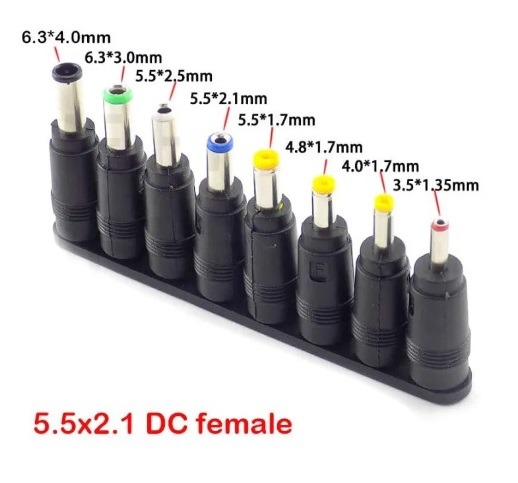 8 合 1 5.5X 2.1 MM DC 電源插孔母插頭轉接器連接器連接至 6.3 6.0 5.5 4.8 4.0 3.5 2.5 2.1 1 ...