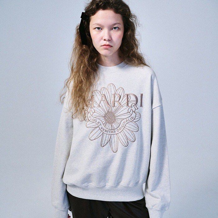 韓國Mardi Mercredi Sweatshirt Flowermardi Alumni Needlework 刺繡款