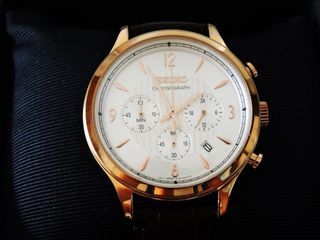 二手 SEIKO 精工 CS 玫瑰金 三眼計時男錶（已另花1500更換藍寶石水晶玻璃）