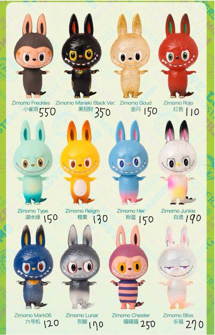 泡泡瑪特zimomo mini 4 popmart labubu 小雀斑喵喵喵樂福黑招財等款式