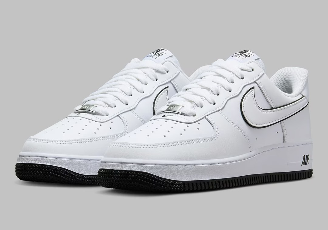 white air forces black outline