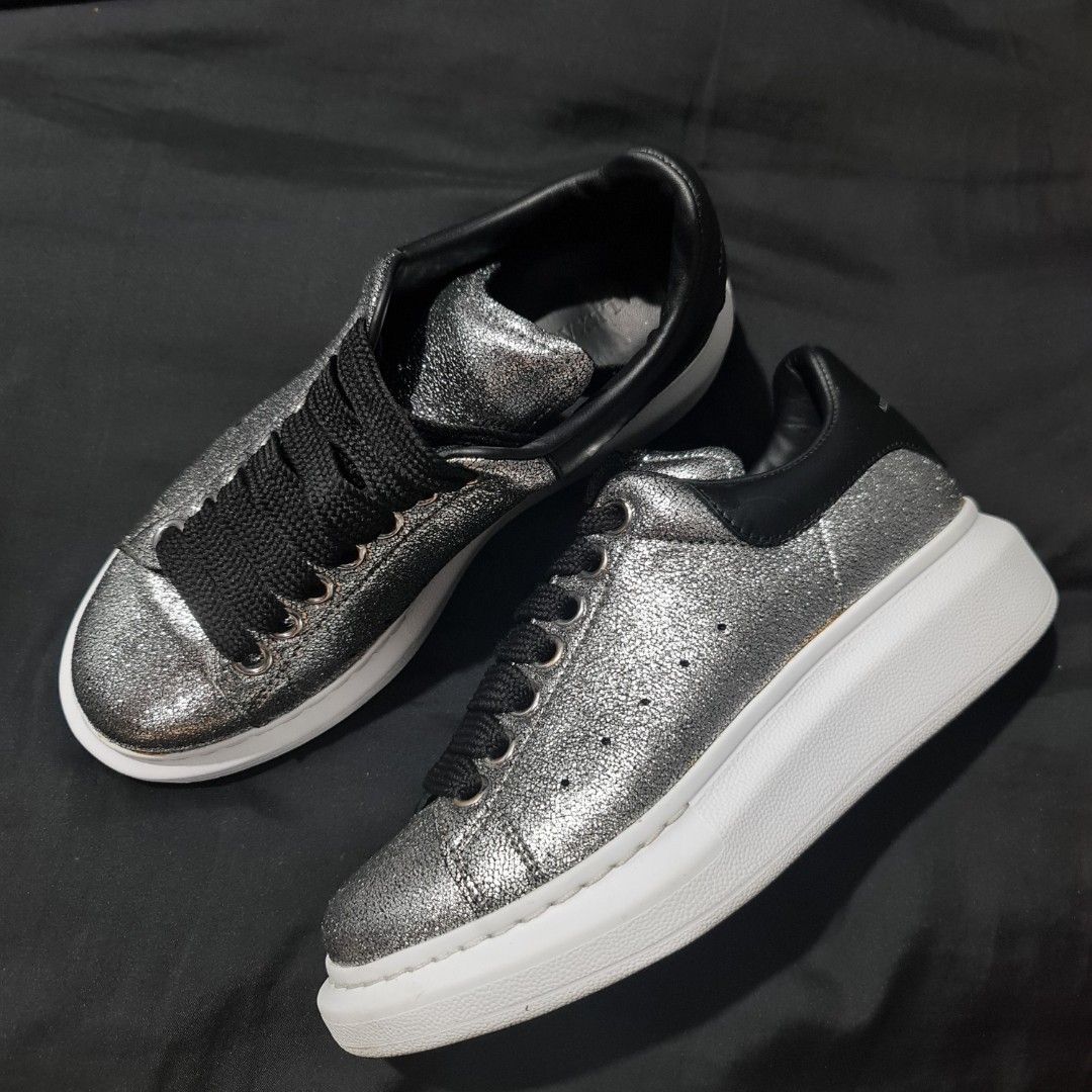 Alexander mcqueen silver trainers hot sale