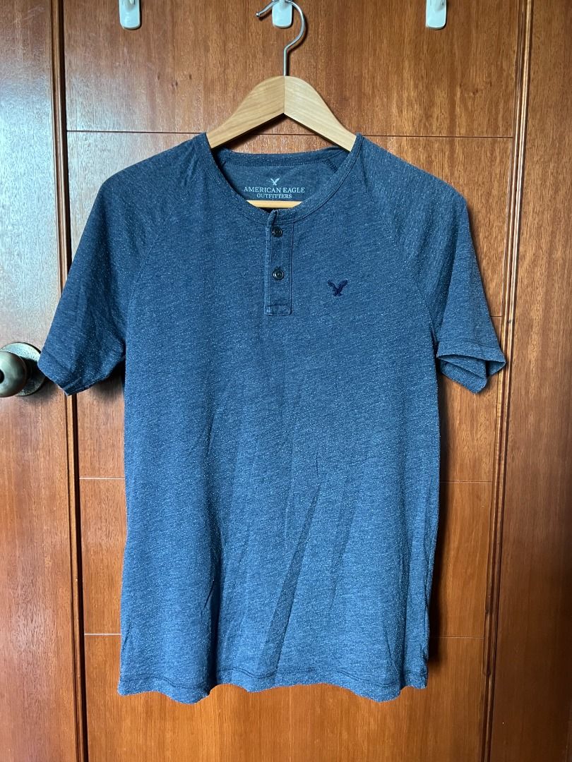 American Eagle Henley T shirt Blue Men s Fashion Tops Sets