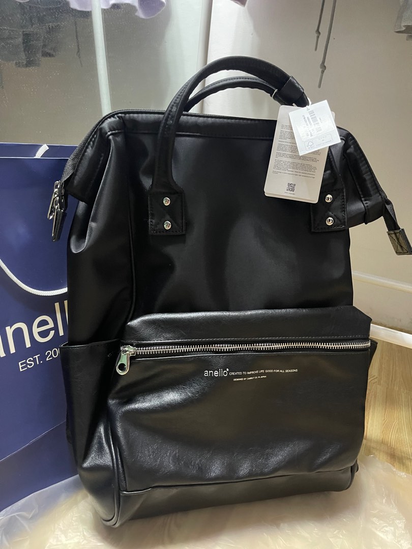 anello leather backpack medium Discount Anello Anello Bag Leather Black Anello Backpack Black Bags  Handbags For Women For Sale
