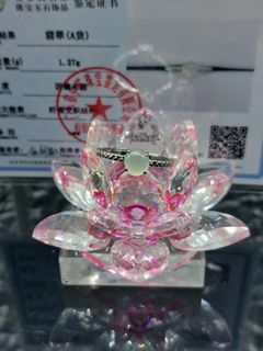 天然翡翠A貨（冰晴水底蛋面）+國際標準S925銀戒台活動圍+認證檢定證書