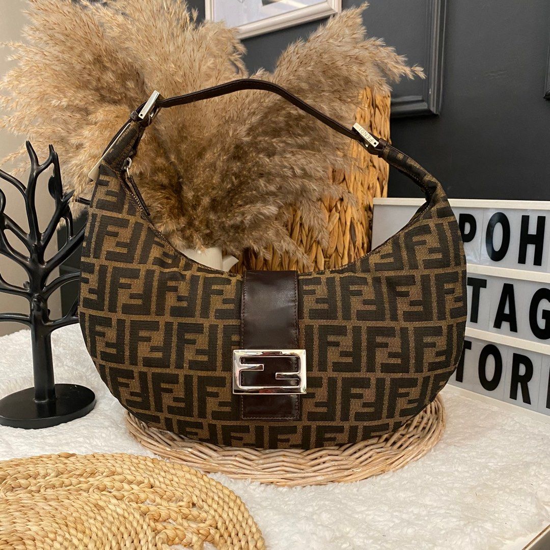 Authentic Vintage FENDI Brown Zucca Jacquard Clutch Bag