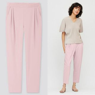 Authentic Uniqlo crepe jersey tapered pants in pink