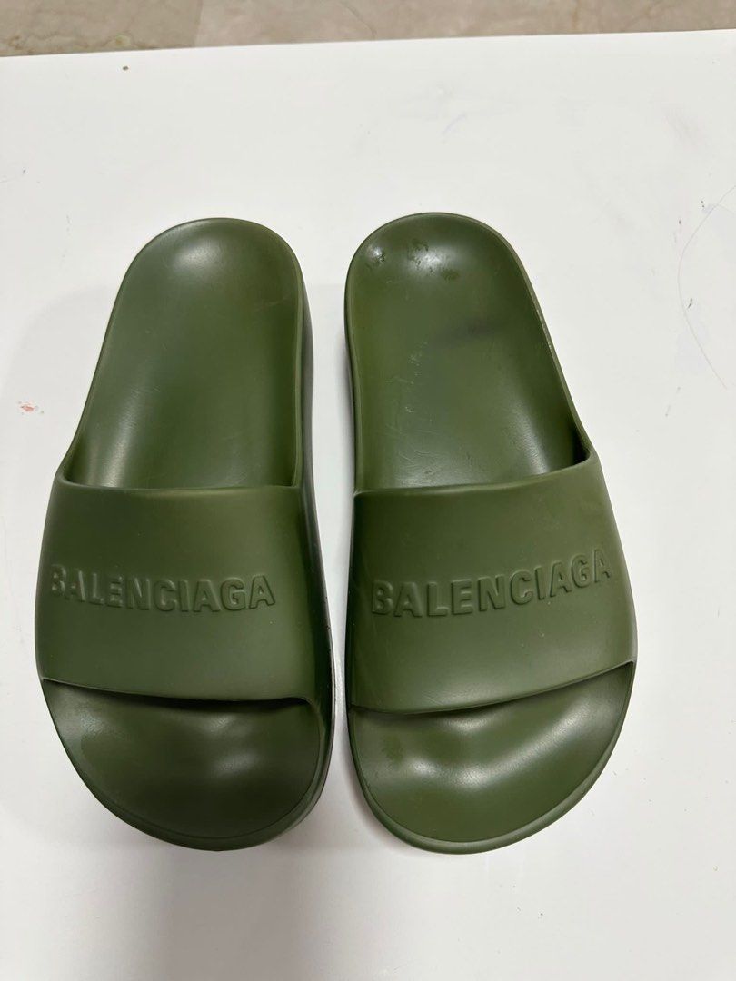 Balenciaga Womens Logo Slip On Platform Sandals