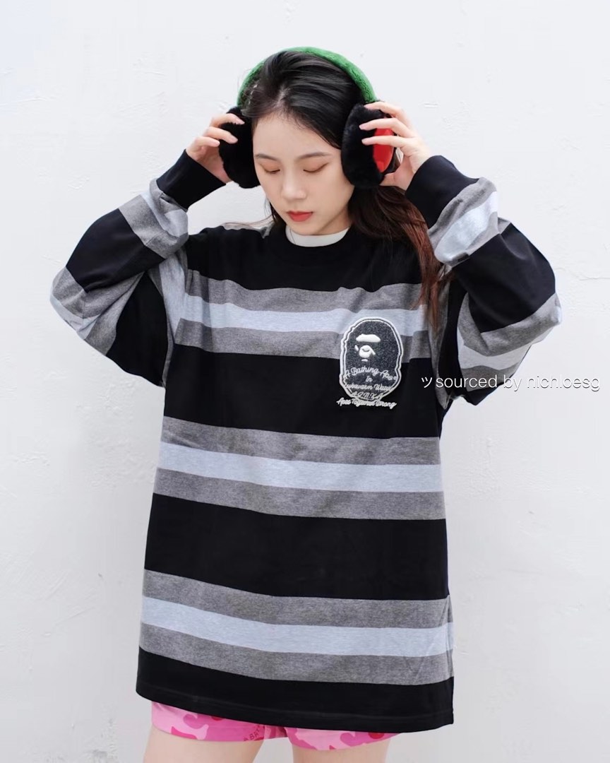 トップス A BATHING APE BADGE HOOP L/S TEE M A BATHING APE（アベイシングエイプ）の「BADGE HOOP L/S TEE M