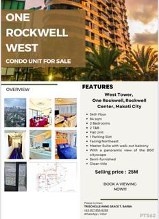 BELOW MARKET VALUE!!! Two Bedroom Flat Unit in One Rockwell West Tower in Makati