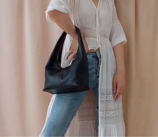 Black Shoulder Bag - tas hitam