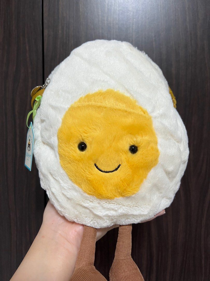 BNWT JellyCat Amuseable Happy Boiled Egg Bag, Women's Fashion