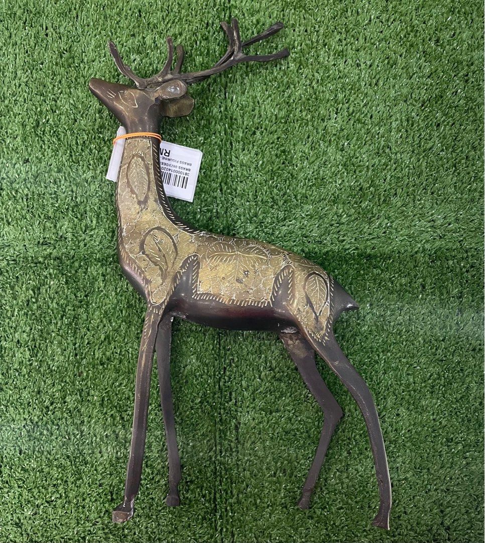 BRASS FIGURINE DEER MOTIF ORNAMENT, Furniture & Home Living, Home Decor