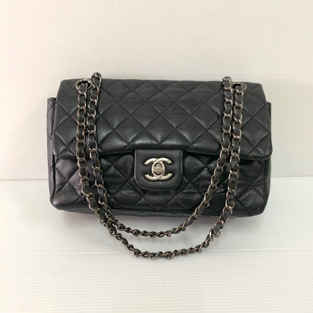 Chanel Flap Chain Silver Hardware Leather Bag, Luxury, Bags