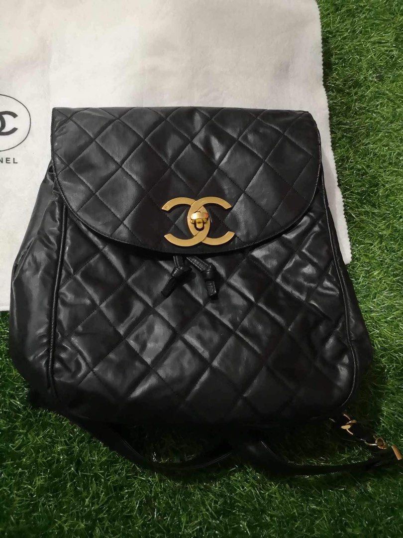 Chanel matelasse backpack black ghw vintage, Luxury, Bags