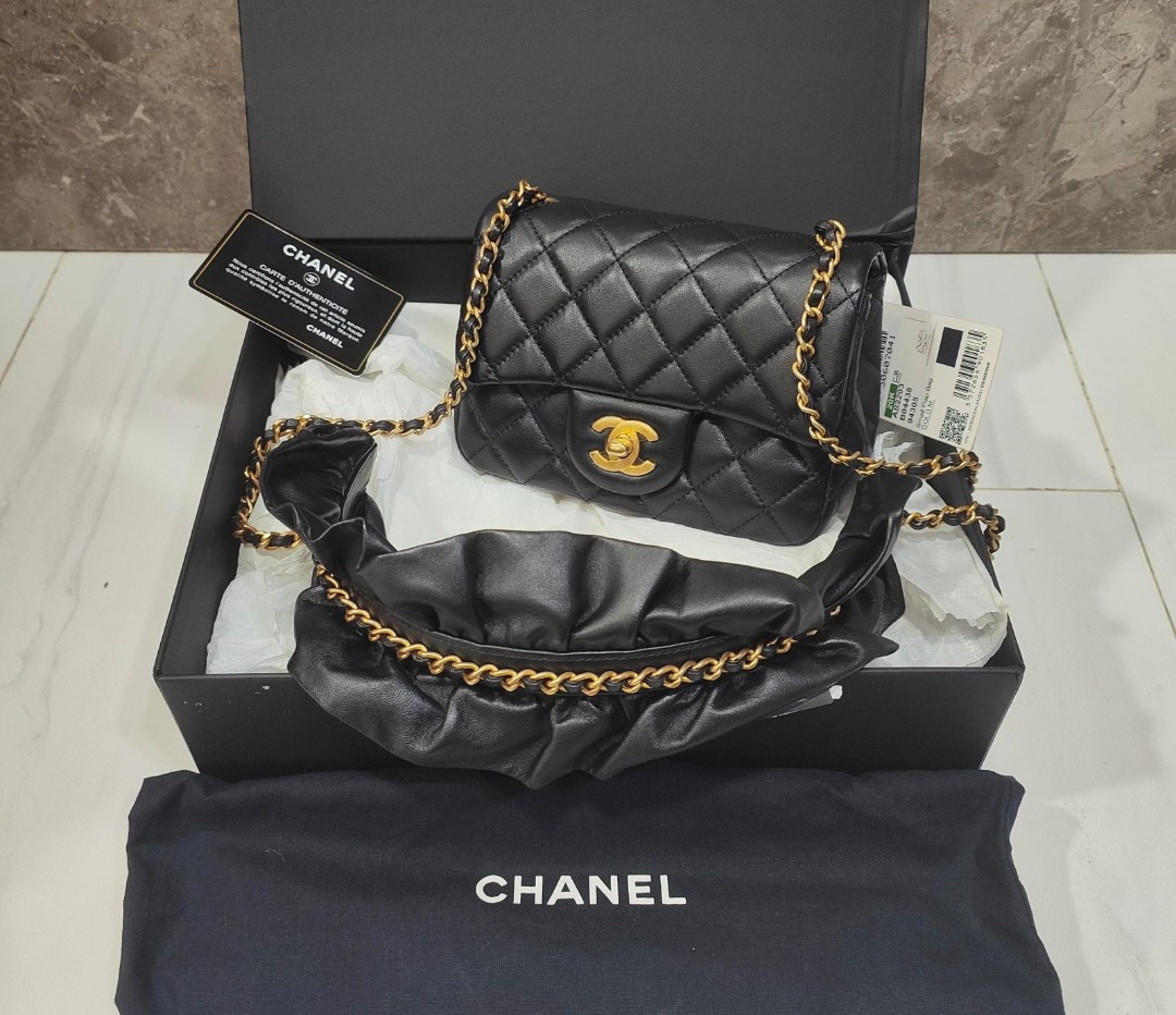 tas sling-bag Chanel Mini Pearl Lambskin Leather #30 Black GHW