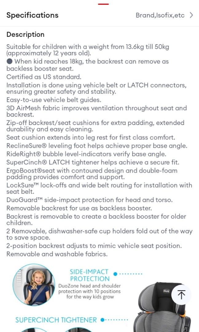 Chicco car seat comparison chart discount