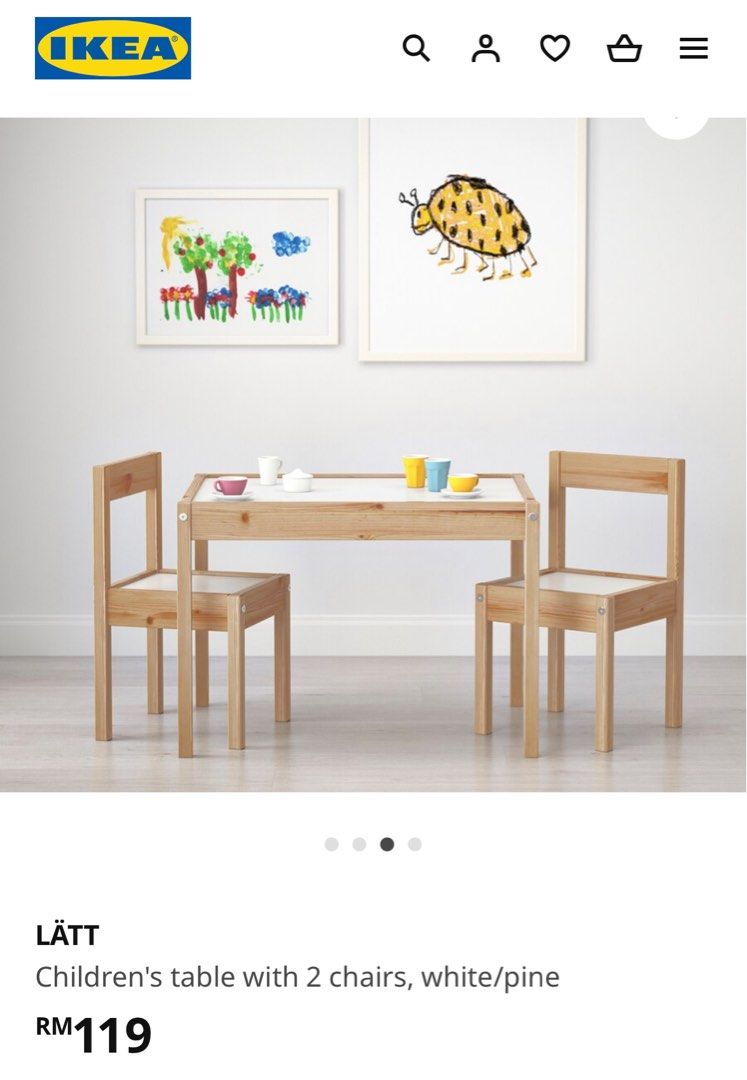 Children's table and sale 2 chairs white pine