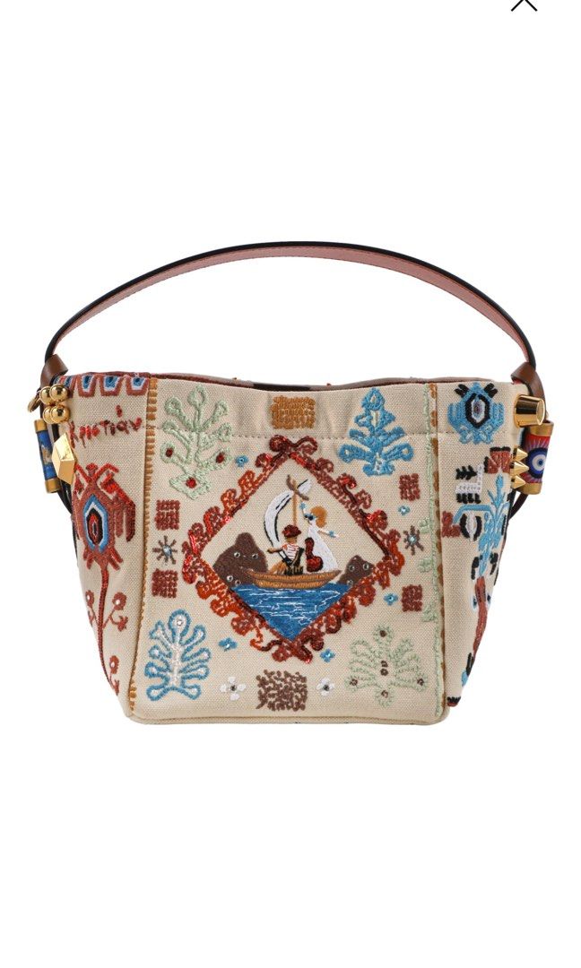 Christian Louboutin Multicolor Embroidered Canvas Greekaba Tote Bag