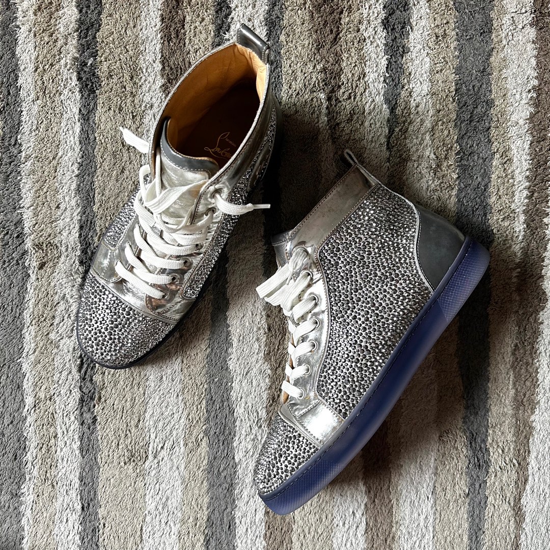 Christian Louboutin Louis Strass Silver, Men's Fashion, Footwear, Sneakers  on Carousell