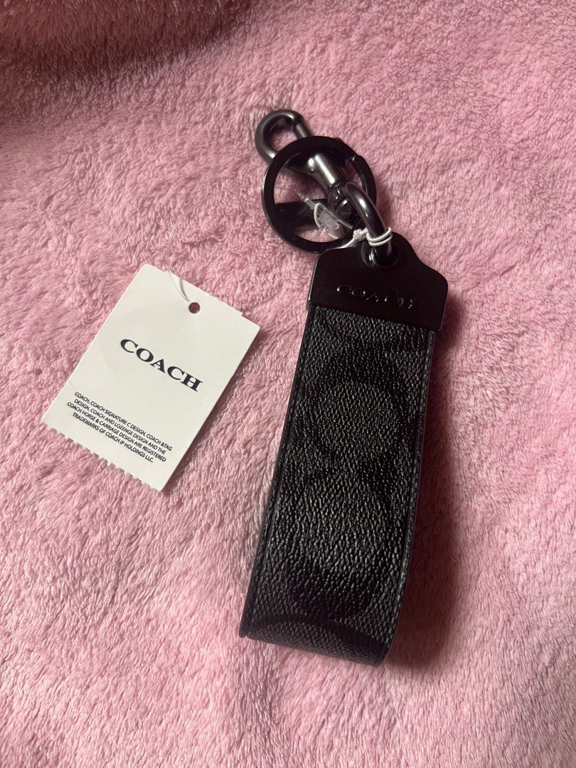 Coach Large Loop Key FOB in Signature Canvas Black F79882 : :  Bags, Wallets and Luggage