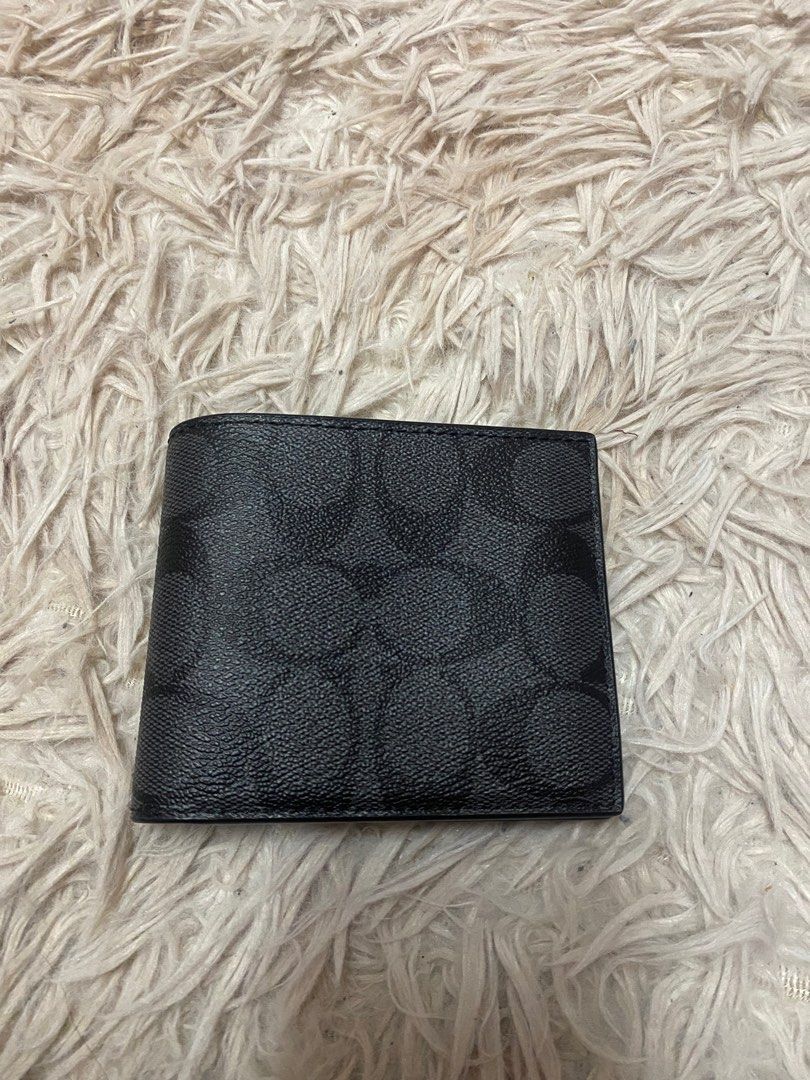 Coach Men Wallet Canvas Grey