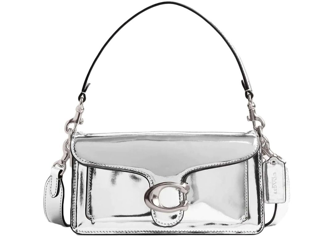 White and top silver coach purse