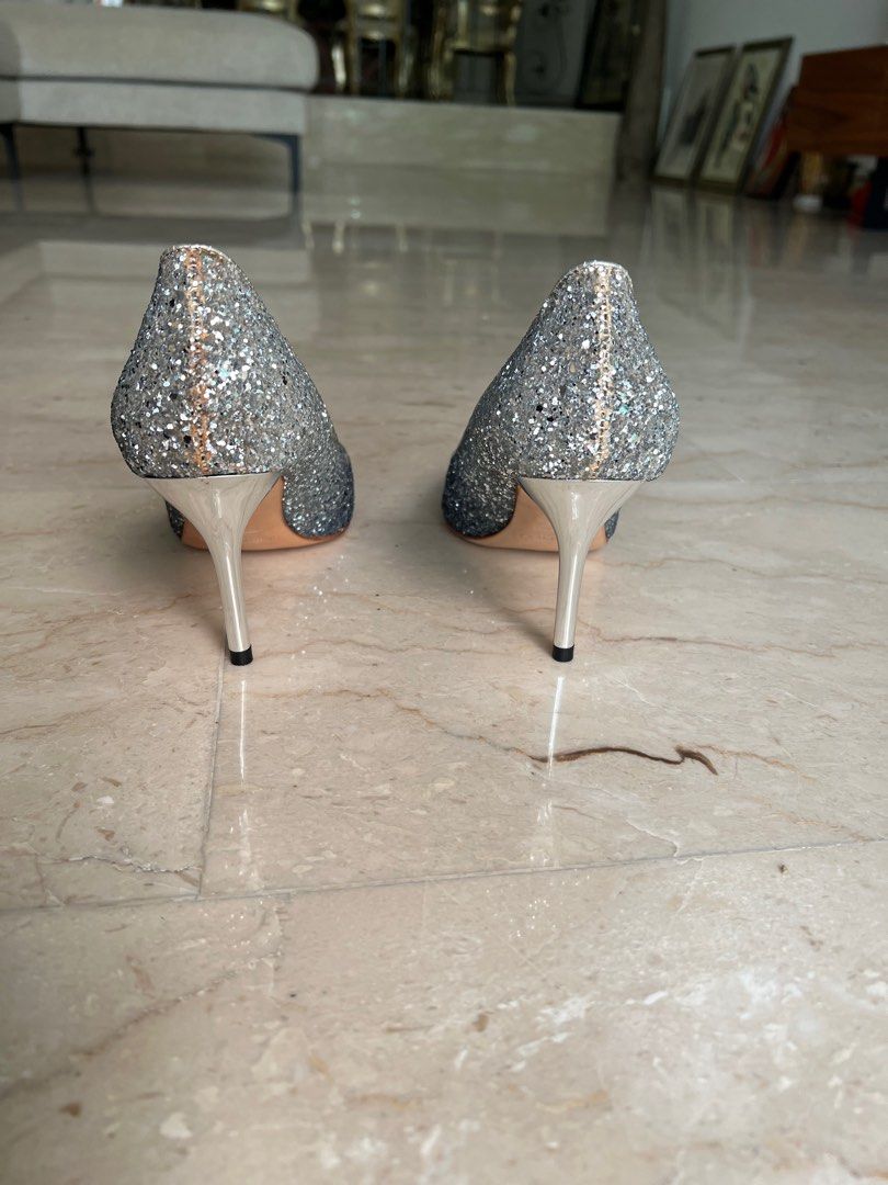 Glitter D'Orsay Kitten Heel Pumps