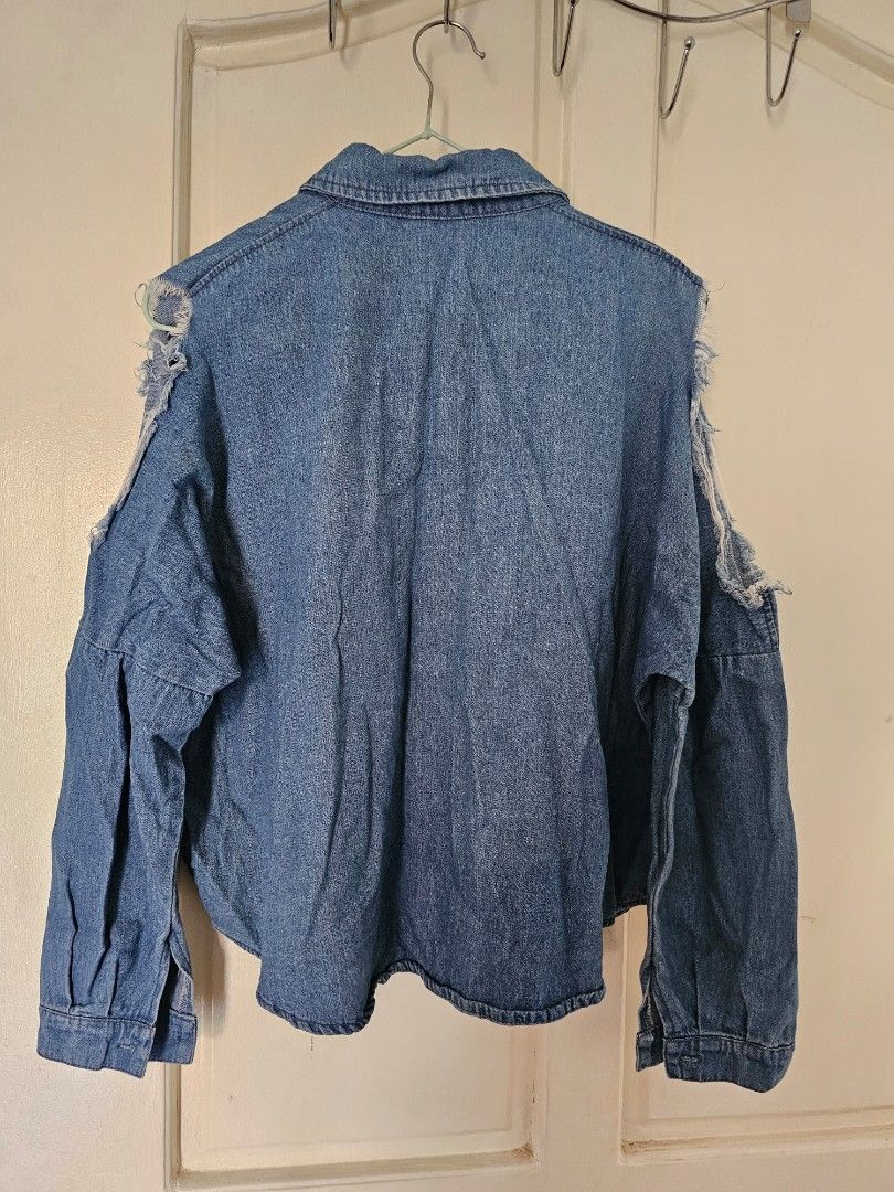 Cold shoulder denim online jacket