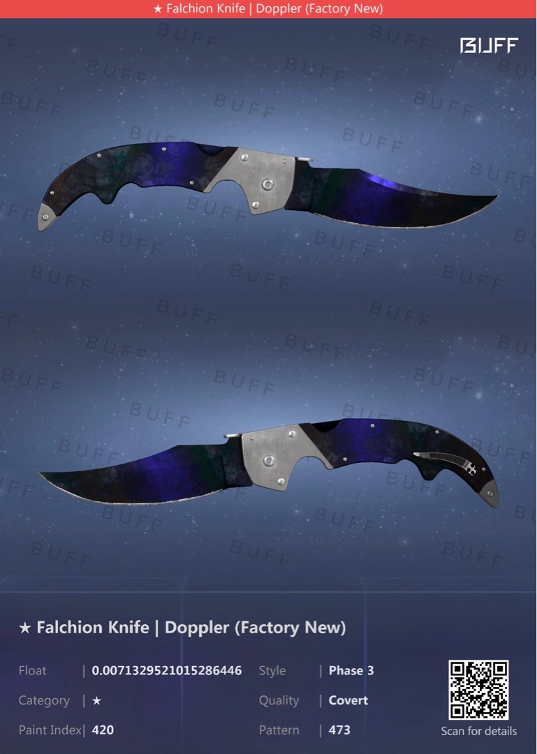 CSGO Falchion Knife Doppler Phase 3 FN, Video Gaming, Gaming
