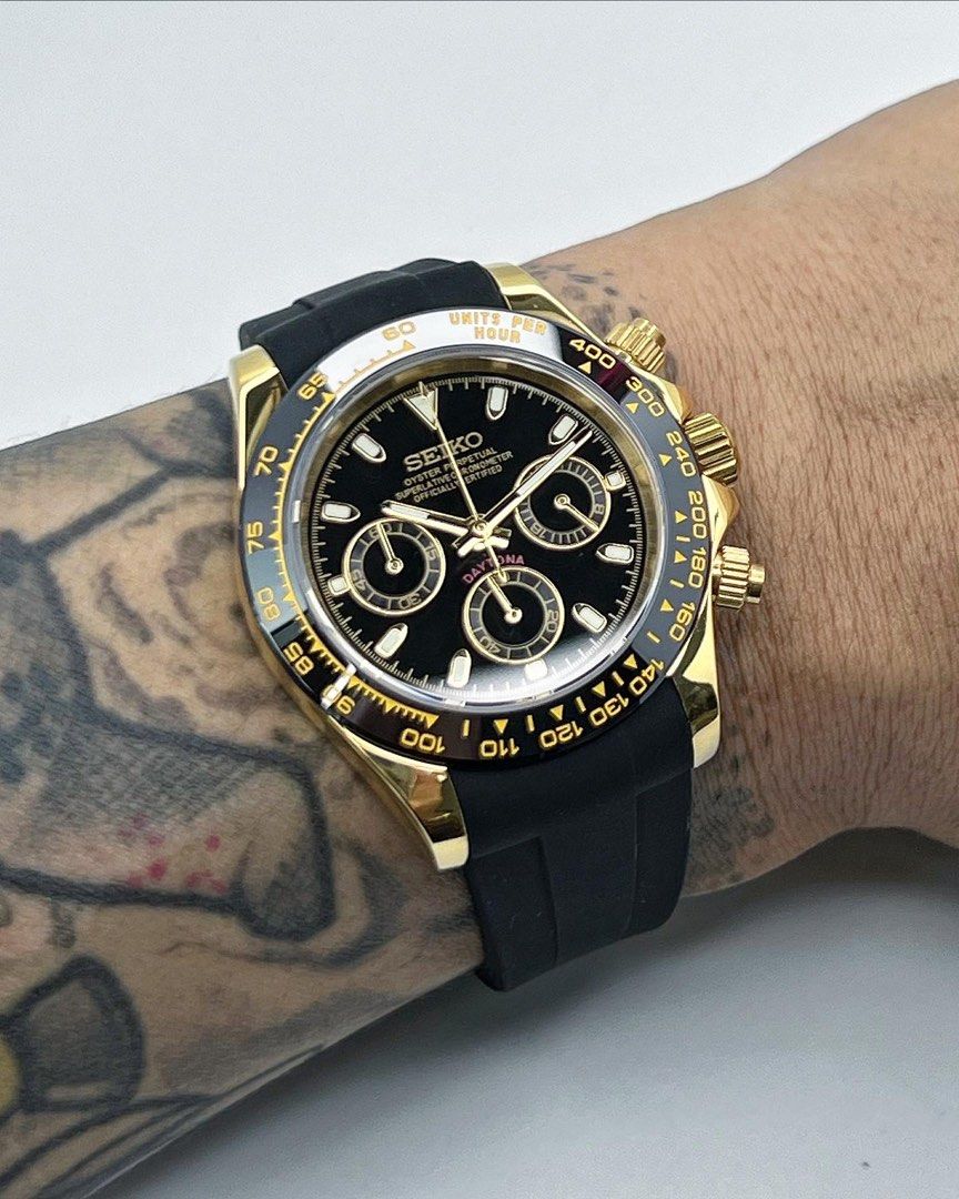 Seiko gold black discount