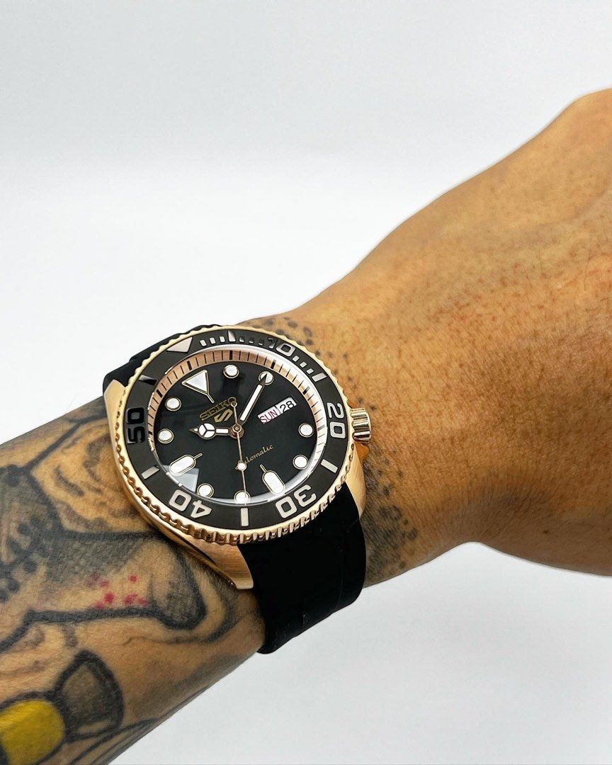 Custom Seiko Mod Rose gold SKX Yachtmaster 42mm Men s Fashion