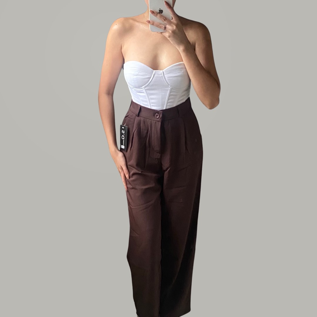 Dark/Chocolate Brown Trouser Pants, Women's Fashion, Bottoms, Jeans on ...