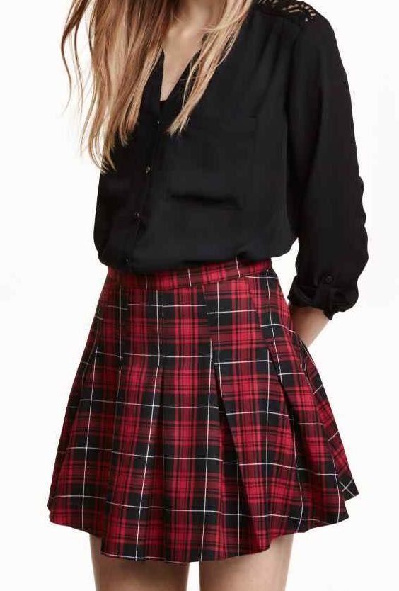 H m shop plaid skirt