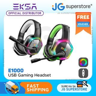 EKSA E1000 7.1 Surround Sound Gaming Headset With Microphone for PS4/Xbox-One/PC Gamer Stereo USB Wired Headphone RGB LED Light (Green, Gray) | JG Superstore