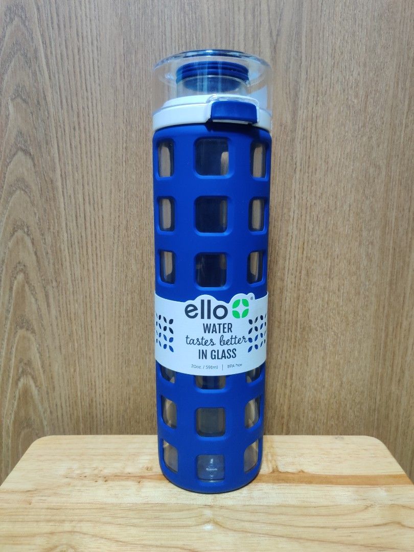  Ello Syndicate Glass Water Bottle, Bold Blue, 20oz