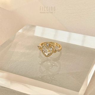18K Heart Gold Ring