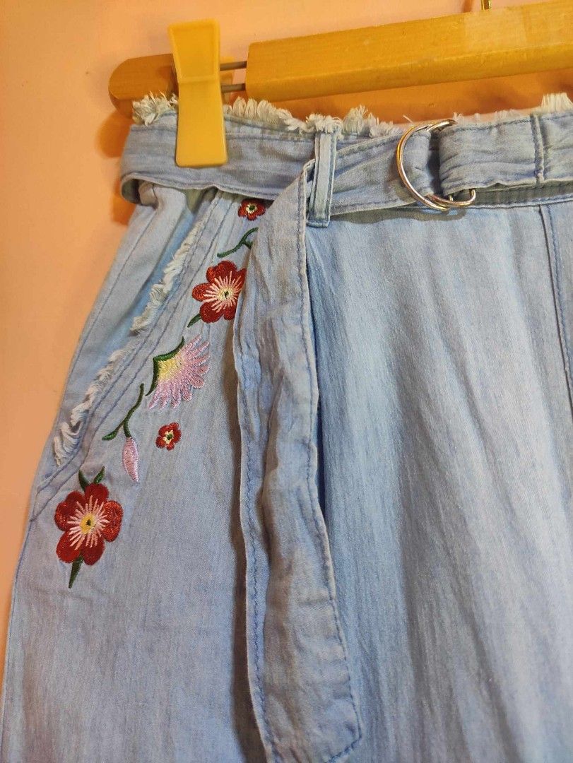 MUKZIN“Capsule Collection”Light Purple Chinese - style Frog Button Floral Embroidered Wide - Leg Pants