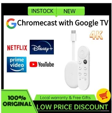 New Google Chromecast 4th With Google TV Ready Stock Android 10 HDR10  Netflix Certified Dolby Vision