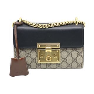 GUCCI GG Supreme Canvas and Leather Small Padlock Shoulder Bag