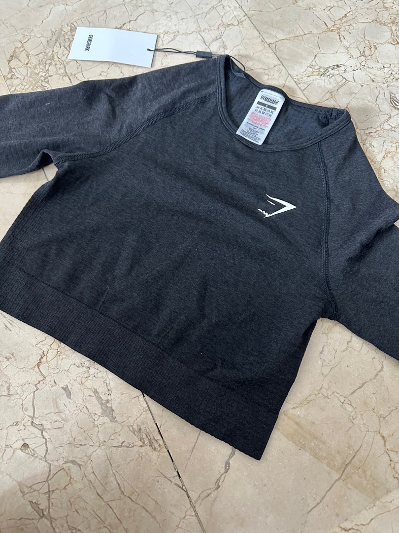 BNWT GYMSHARK CROSSOVER LONG SLEEVE CROP TOP, Women's Fashion, Activewear  on Carousell