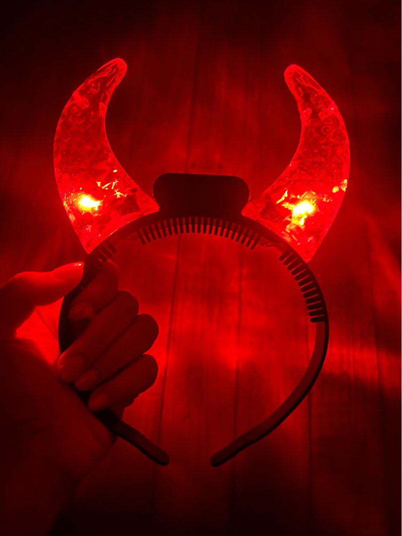 Halloween LED Red Devil Horns Headband, Women's Fashion, Watches
