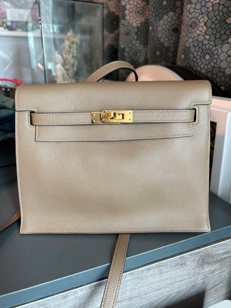 Hermes Kelly Danse Bag Beige de Weimar Swift Gold Hardware New w