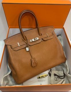 tas handbag Hermes Birkin 35 Raisin PHW Stamp N Square Handbag