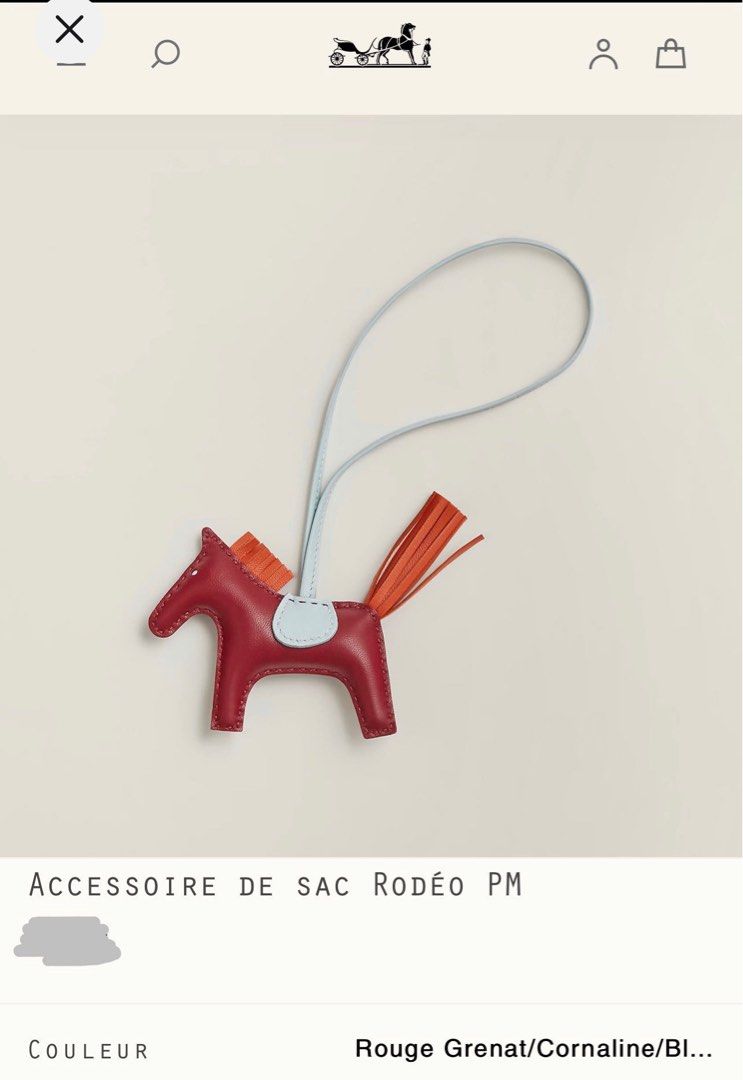 Hermes Rouge Grenat/Cornaline/Bleu Brume Pegasus Horse Rodeo Bag