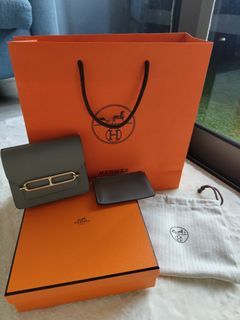 Hermes Roulis mini Vert Amande Ostrich Permabrass, Luxury, Bags & Wallets  on Carousell