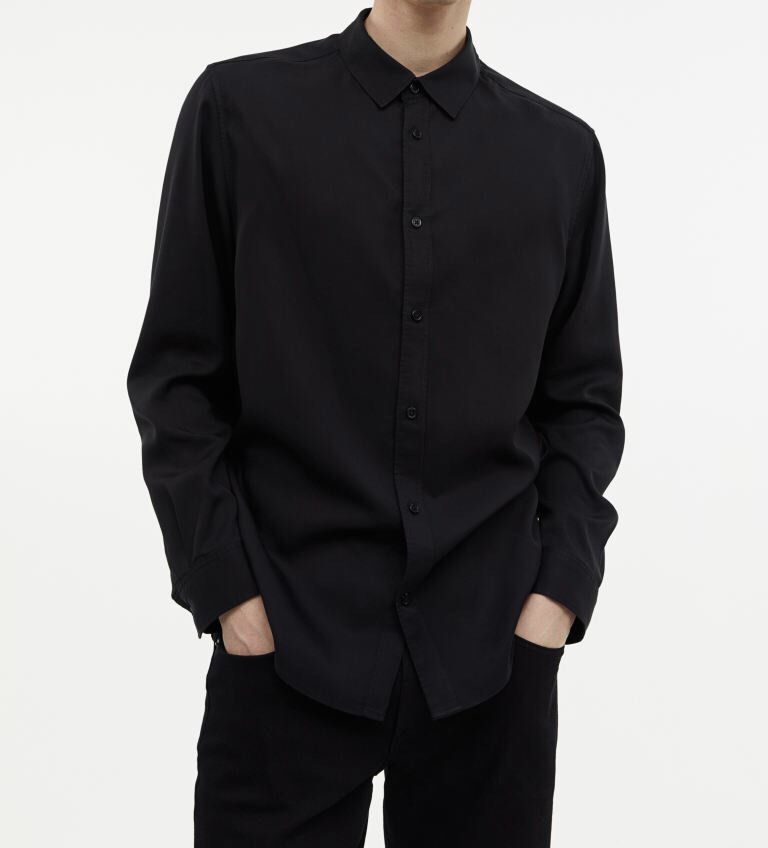 Plain black discount button up shirt
