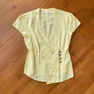 H&M Canary Yellow Wrapped Cotton Blouse