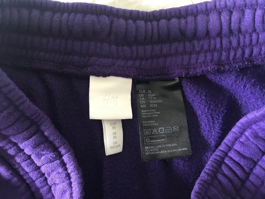 H M dark royal purple high waist rise plain basic casual regular